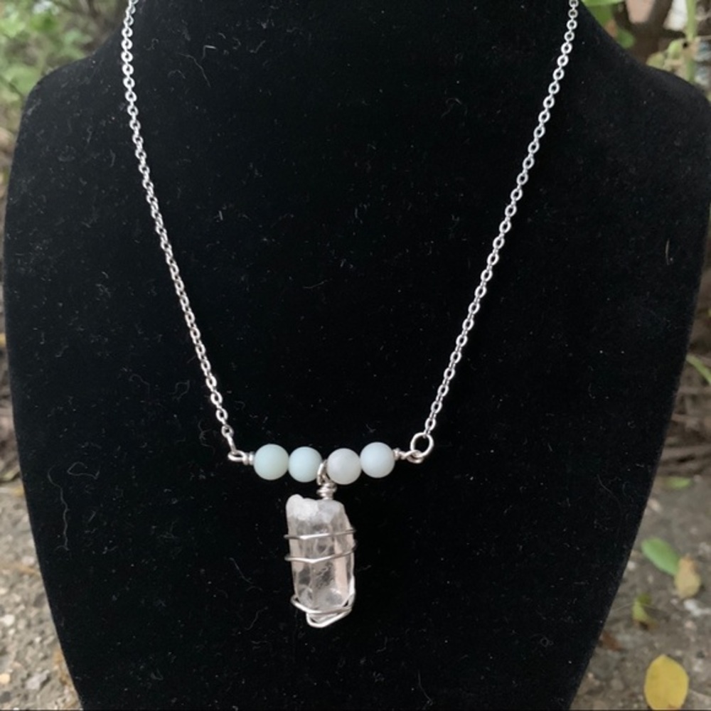 Handmade Wire Wrapped Crystal Pendant Necklace